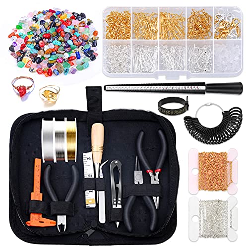 Jewelry Making Supplies Kit, Gikasa Jewelry Making Kit with Jewelry Tools, Ring Sizer Tools, Crystal Beads, Jewelry Wires and Jewelry Findings for Jewelry Repair and Beading, JMK-5