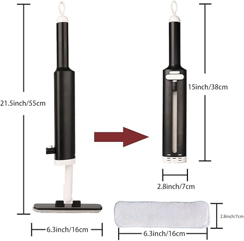 Miniatura 2 de Mini trapeador, mopa portátil pequeña para encimera, con escobilla de goma, para limpieza de encimera, limpieza de cocina y baño, con 2 paños de