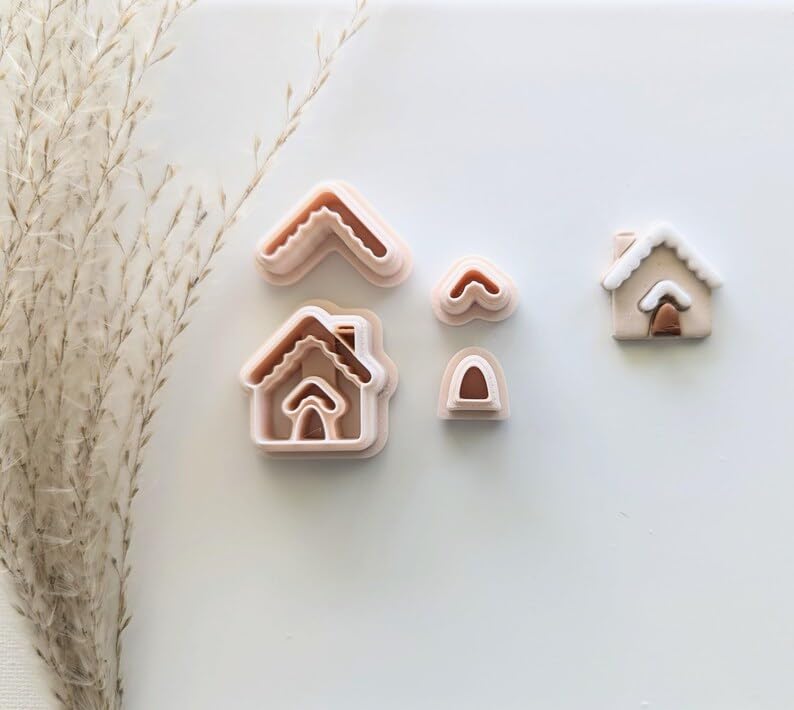 EROTNGO Gingerbread House 4 Piece Combo Earring CWith Suitable Coordinated Pieces, Artists can Design Layered or Matching Earring Sets That Feature The Charm of a Gingerbread House, Perfect 1