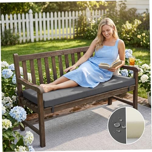 Coussin de banc antidérapant et imperméable gris foncé pour cour - 3