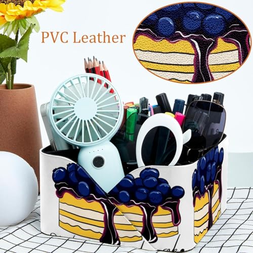 Porte-stylo rectangulaire Blueberry Cake à double compartiment pour bureau