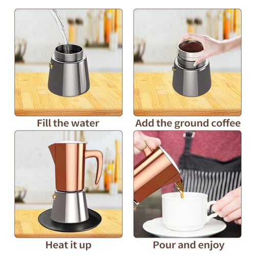 Collgene 6-Cup Stainless Steel Moka Pot