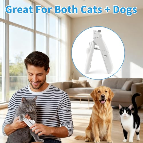Foydream Krallenschere für Hunde, Haustier Nagelknipser mit LED-Licht, Nagelfeile Krallenpflege für Mittlere & Kleine Hunde und Katzen, Nagelknipser Professionelle Mit Sicherheitsschutz