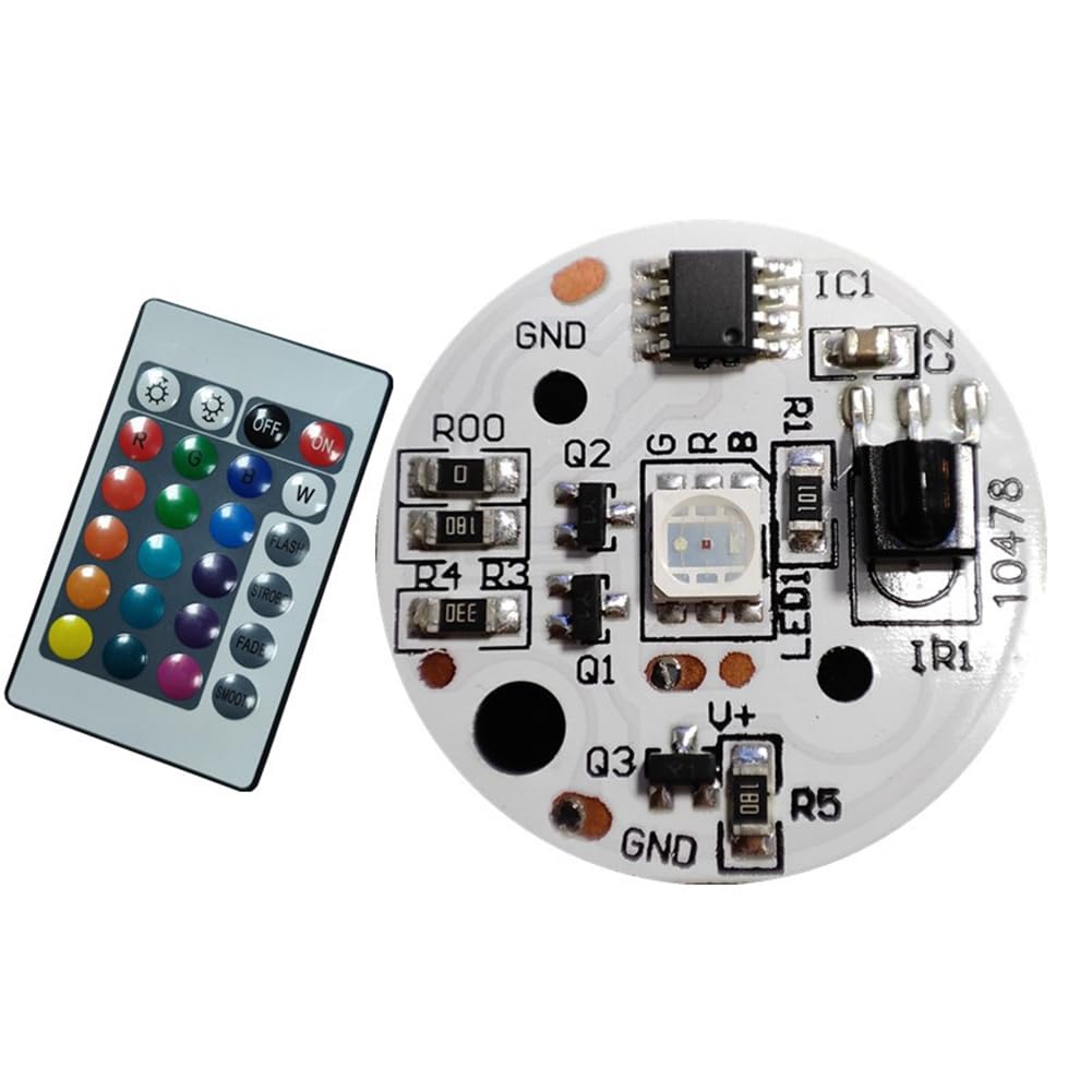 Bortivier Color RGB Lamp Board 3W 5V Low Voltage LED Lights Plate Colorful Gradient Source IR 24-Key Wireless Remote Control Switch
