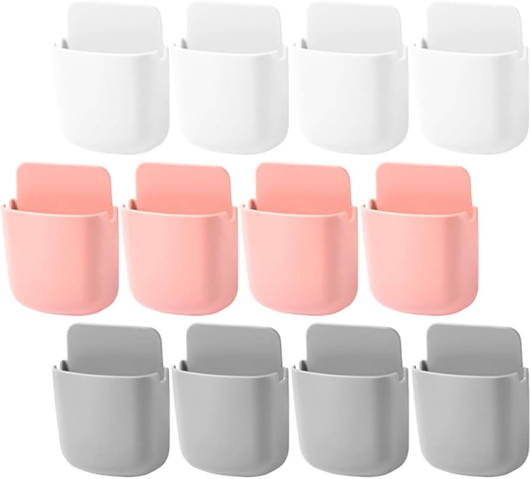 CLISPEED 12pcs Wall Mounted Remote Control Holder Plastic Storage Rack
