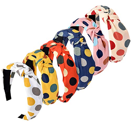 Women's Headbands Boho Hair Band Vintage Elastic Printed Head Wrap Stretchy Moisture Hairband Twisted Cute Hair Accessories (6BDots) - Image 2