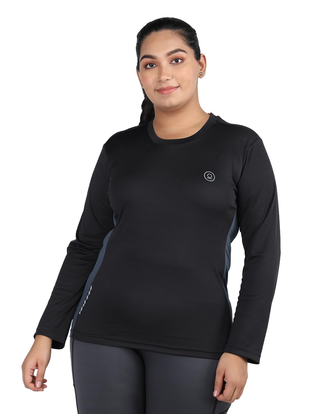 CHKOKKO Women Regular Fit Full Sleeve Round Neck Dry Fit Gym Sports T-Shirt
