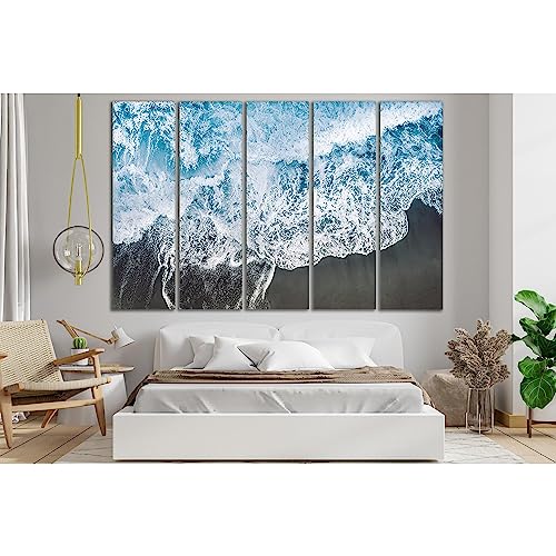 Cuadro de olas del océano ZELLART en políptico de lienzo tensado de 150x100 cm