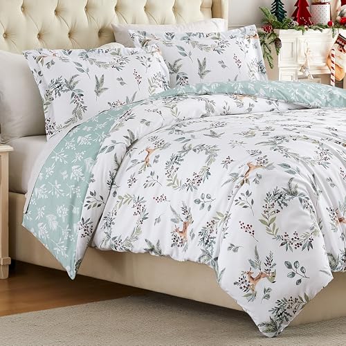 Southshore-Fine-Living-Inc-Christmas-Bedding-Queen-Duvet-CoverFull-Size-Comforter-Cover-with-2-Pillow-Shams-Reversible-Holiday-Bedding-Set-Duvet-Queen-SizeFull-Size-Wreath-Reindeer-Print Southshore Fine Living Inc Christmas Bedding Queen Duvet CoverFull Size Comforter Cover with 2 Pillow Shams Reversible Holiday Bedding Set Duvet Queen SizeFull Size Wreath Reindeer Print
