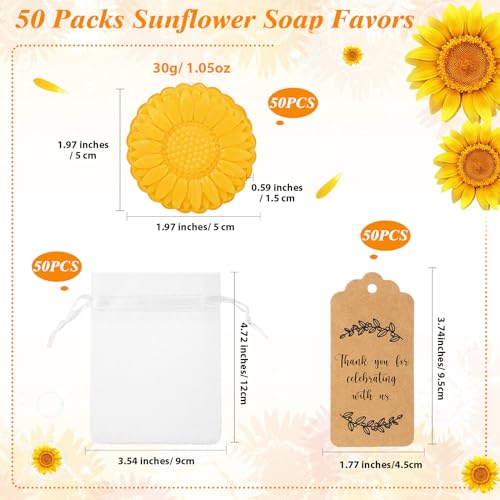demissle 50 set sunflower soap favors fall wedding favors with thank you tag gift pouches fall party supply for adults guests return gift autumn bridal shower baby shower decorations