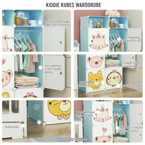Image of Owme Closet for Clothe DIY Plastic Rack - Side Hanger, Storage for Home | with Mist Humidifier with Remote Controller, Shelf Storage Cabinet Stand, Auto Open & Close for Rain and Sun (Pink, 6+2 Door)