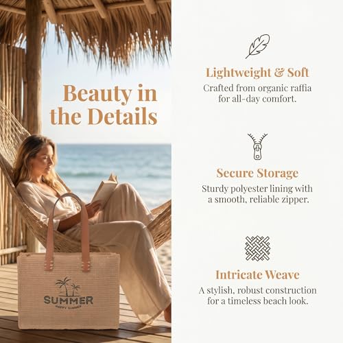 Bolso de Playa Tejido de Rafia para Mujer 2026 miniatura 7