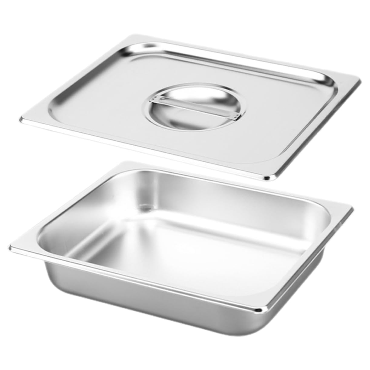 OUNONA Buffet Food Container with Cover Stainless Steel Serving Tray for Party Restaurant Buffet Pan Smooth Polishing for Easy Cleaning Fresh Food Protection