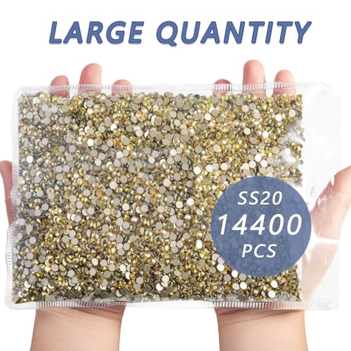 Image of Beadsland Flat Back Rhinestones Bulk, Metal Sunlight, SS20, 14400pcs | Flatback Glass Gems for Nails Crafts Clothes DIY Decoration, Glue Fix, 4.6-4.8mm