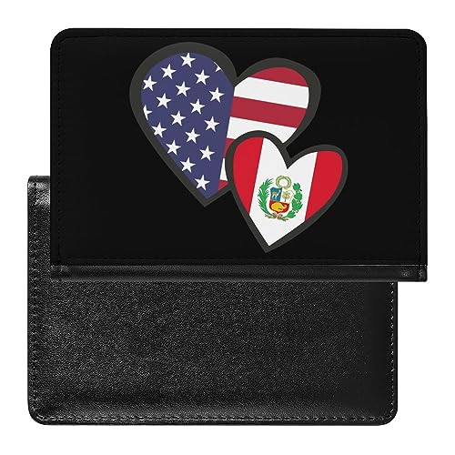 Cuori ad incastro Bandiera americana Perù Divertente Porta Passaporto Portafoglio Sottile Viaggio Documenti Organizer con Slot per Schede per Donne Uomini Stile: Taglia unica MHXYZHW