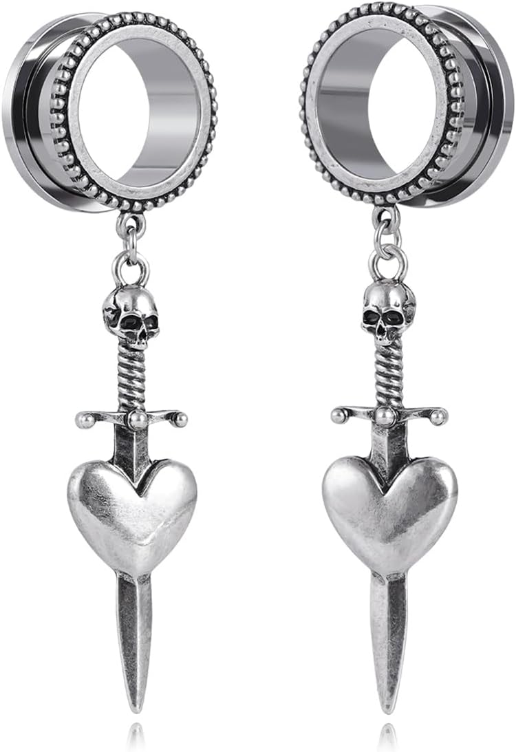 COOEAR Gauges for Earrings, Dangle Plugs and Tunnels, Screw Back Piercing Expander.