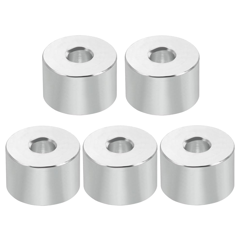 PATIKIL M6 Aluminum Spacers, 5 Pcs Metal Spacer Aluminum 6.5mm ID X 20mm OD X 30mm L Aluminum Spacer Screw Standoff Round For 1/4" Or M6 Screw Bolts