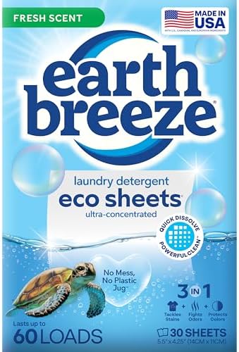 Earth Breeze Laundry Detergent Sheets Fresh Scent - 60 Loads Eco ...