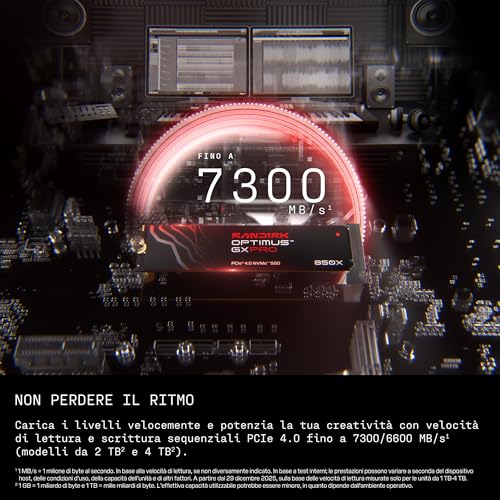 SANDISK Optimus GX PRO 850X NVMe SSD 8 TB (fino a 7.200/6.600 MB/s velocità di lettura e scrittura sequenziali - Hdd - Immagine 2