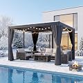 SEEHILL Louvered Pergola 10' x 12' Never-Rust All-Aluminum Patio Pergola with Adjustable Louvers, Easy Assembly Outdoor Pergola Louvered Gazebo with Waterproof Curtains & Netting for Patio Deck Porch