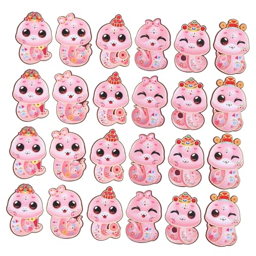 DIKACA 24個年 蛇年 利是封 新年用赤い封筒 小銭やお札収納可能 春節パーティー 伝統的なお祝い袋 堅牢な紙製