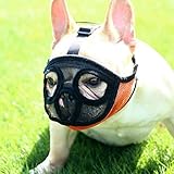 Short Snout Dog Muzzles - Full Breathable Mesh Mask - Adjustable for Biting Chewing Barking Training