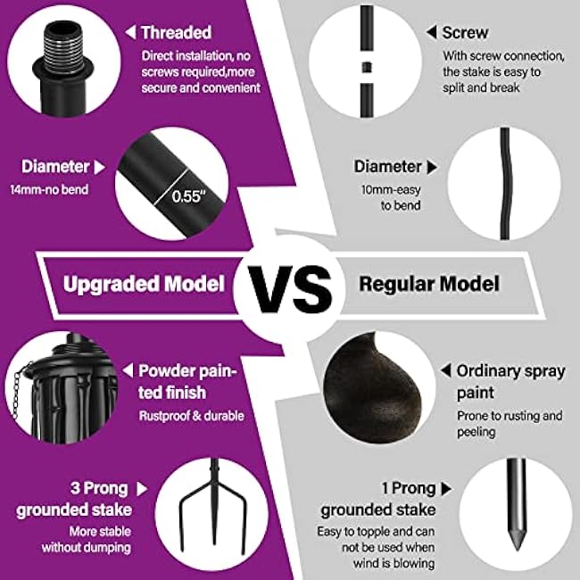 Home Garden Torch Set of 6 Metal Light Torches