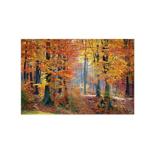 Toile Paysage de Forêt Automnale pour Créer une Ambiance Chaleureuse et Nature dans votre Salon