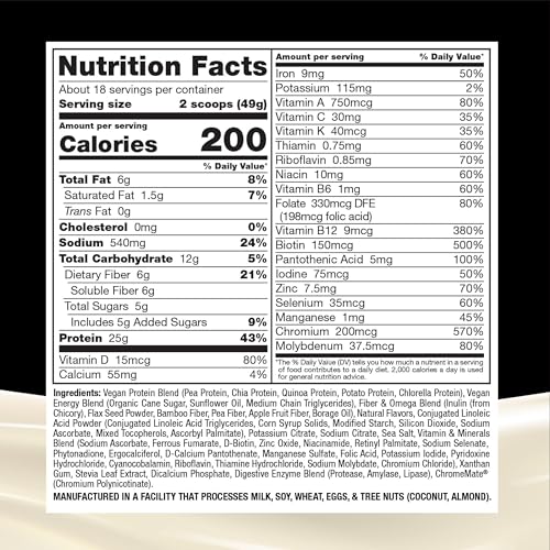 naturade weight loss shake meal replacement 18 servings - 25g plant-based protein cla fiber amp 18 vitamins and minerals designed to curb cravings and boost daily nutrition - vanilla creme