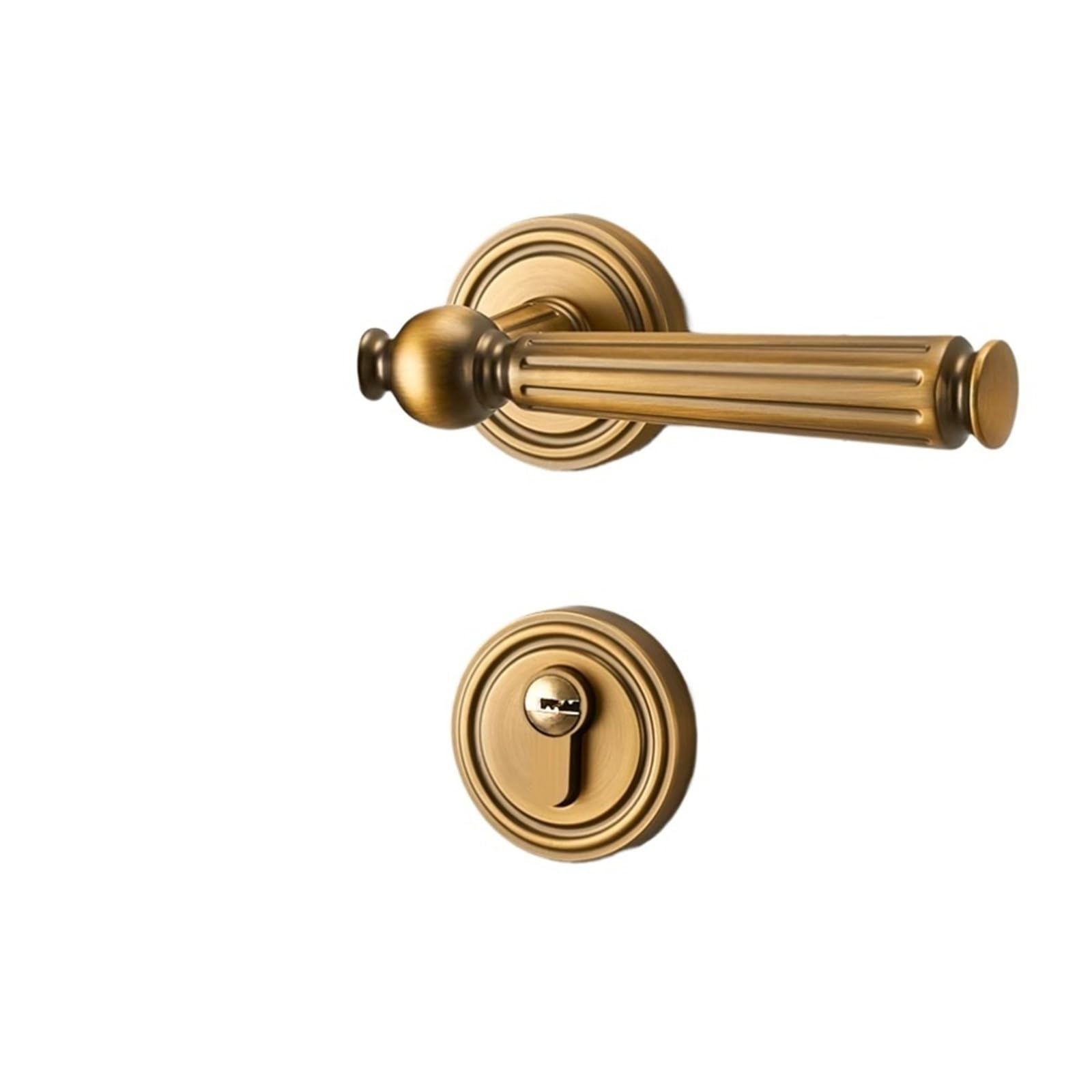 Bedroom wooden door lock split American style silent handle(Yellow bronze)