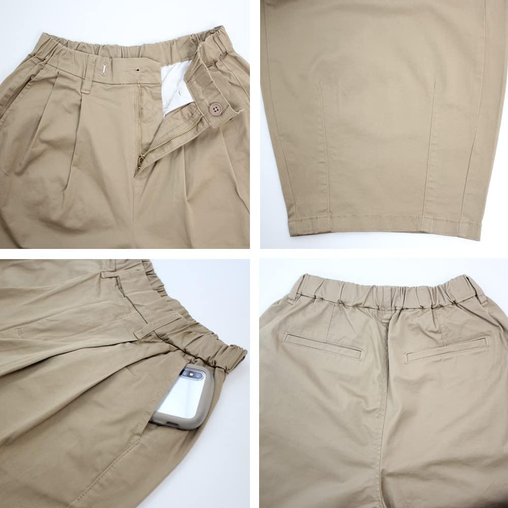 [セレクトリベリー] ワイドパンツ パンツ レディース サーカスパンツ ウエストゴム アンクル丈 ストレッチ カラーチノ素材 曲線美