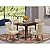 HomeStock Urban Oasis Dining Set 5 Pcs - 4 Dining Room Chairs and Dining Room Table - Mahogany Finish Wood - Doeskin Color Linen Fabric