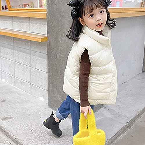 Toddler Boys Girls Winter Vest Sleeveless Collar Solid Color Down Vest with Pockets Smooth Zipper Jacket3