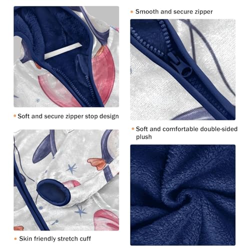 Cute Penguins Gift and Balloon Girls Fleece Jacket Girls Fall Jacket Girls Zip Up Hoodie Girls Sherpa Jacket 2-10T3