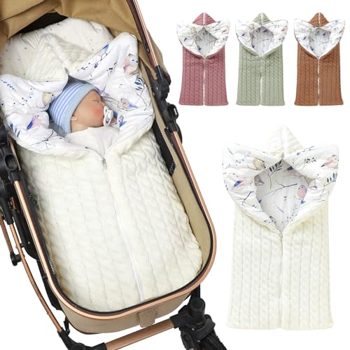 Image of Colorful Newborn Baby Swaddle Blanket Wrap,Infant Toddler Thick Knit Soft Warm Fleece Receiving Blanket Swaddle Sleeping Bag Sack Stroller Wrap for 0-12 Month Baby (New Beige)