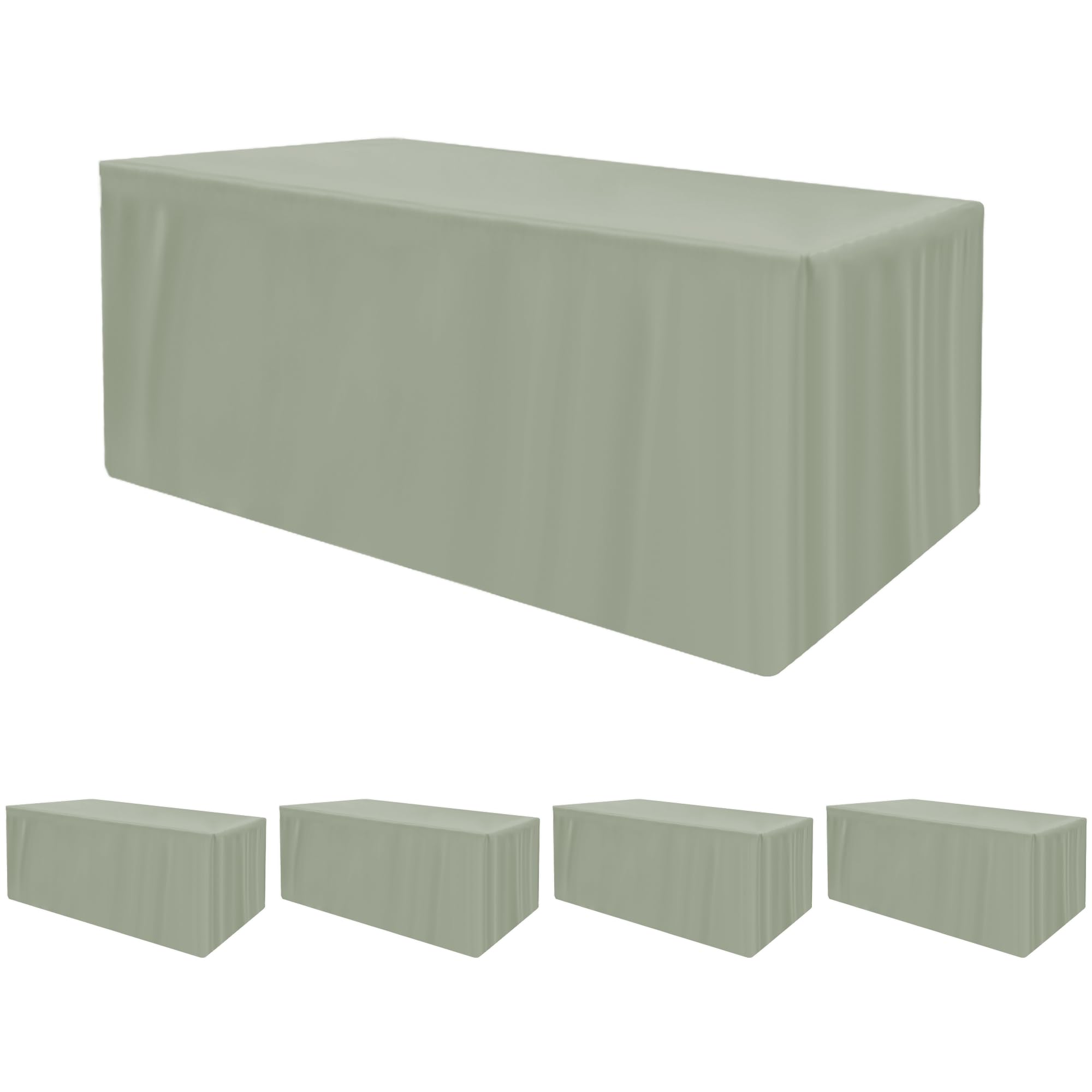 Photo 1 of HolidayIdeas Fitted Tablecloths for 4 Foot Rectangle Table, Wrinkle Resistant Washable Table Cover 24x48 Inch for Vendor Booth Display, Banquet, Trade Show, Sage Green, 4 Pcs