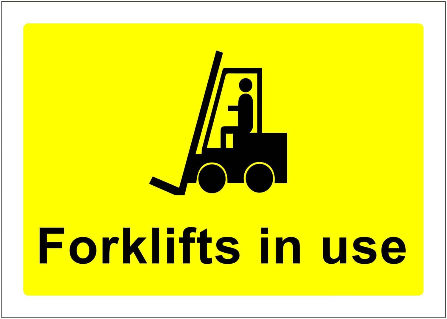 Forklifts In Use Caution signs, 12x8 Inch Metal Tin Sign, Vehicle Hazard Reminder for Warehouse and Logistics Workshop
