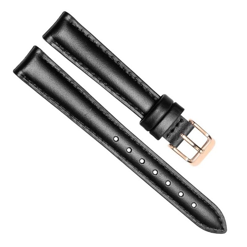 Bracelet de montre en cuir véritable noir 18mm universel et plat pour boîtier DW