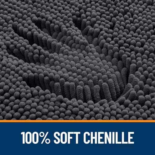 Image of OLANLY Bathroom Rugs Sets 2 Piece, Soft Absorbent Chenille Bath Mats and U-Shaped Contour Toilet Rug, Non-Slip, Machine Washable Bath Carpet, Home Decor Accessories(36 inchx24 inch+24 inchx20 inch, Dark Grey)