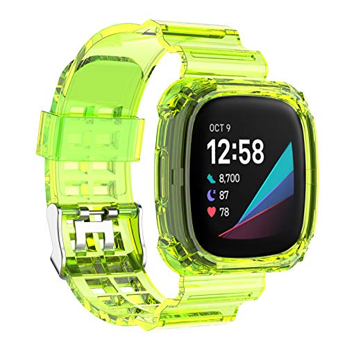 Aresh Compatible with Fitbit Versa 3 Bands Fitbit Sense Bands Band for Women Men,Classic Replacement Soft Sport Case Band Accessories for Fitbit Sense/Fitbit Versa 3 Smart Watch Large Small(Yellow)