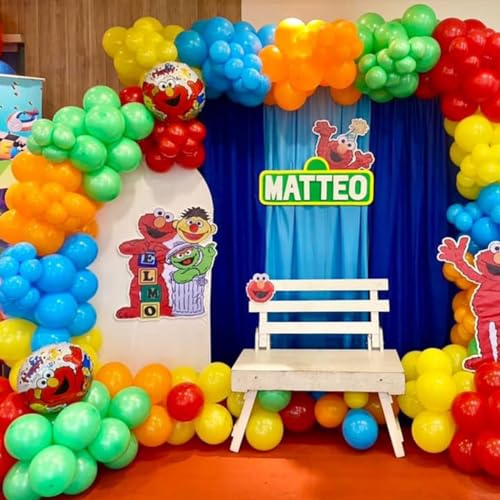 Image of MEBAY Balloons Arch Kit, 146Pcs Matte Rose Red Tender Pink Macaron Green Yellow Latex Balloon Different Sizes 18 12 10 5 Inch for Birthday Baby Bridal Shower Wedding Party Backdrop Decorations