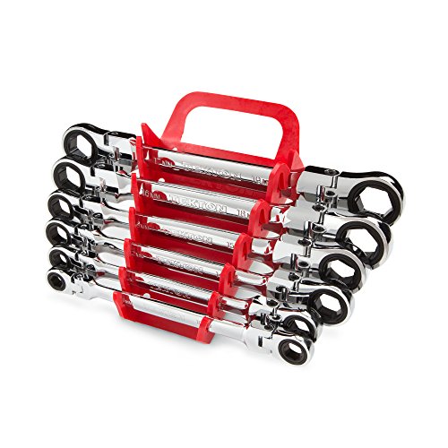 TEKTON Flex Ratcheting Box End Wrench Set, 6-Piece (8-19 mm) - Holder  WRN76164