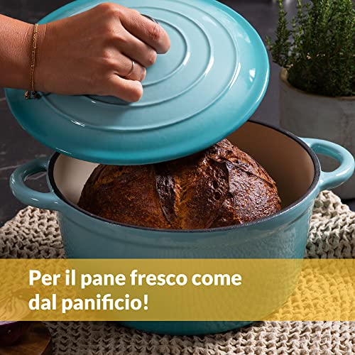 Chefarone Cocotte Casseruola Ghisa smaltata 24 cm 3,5 L - Dutch Oven con Coperchio – Pentola Multiuso per Pane Arrosti Stufati e Cotture in Forno - compatibile Induzione - immagine 3