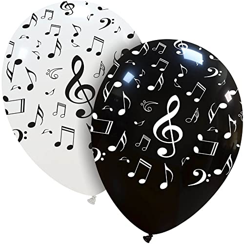 BWS Paquet de 100 Ballons Assortis avec clé de Violon et Notes de Musique 30 cm