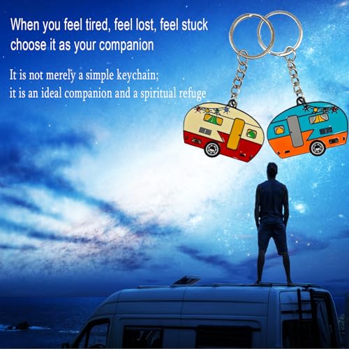 Image of Camper Keychain, Upgraded Double-Side Metal Camping Key chain, Couples RV Accessories Set of 2 for Men Women