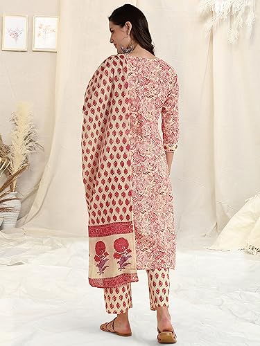Image of MIRCHI FASHION Women's Straight Fit Pure Cotton Printed Kurta Set with Dupatta and Trouser