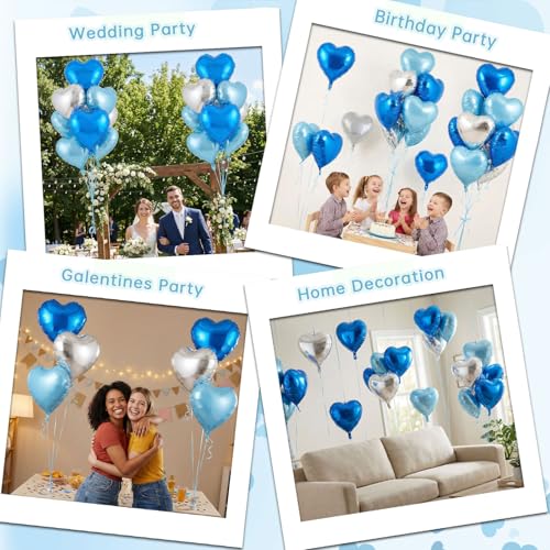 Image of 12 Pcs Colorful Heart Balloons,18 Inch Heart Foil Balloons Love Balloon Valentine Balloon for Birthday Party Wedding Engagement Party Baby Shower Valentine Day Decorations