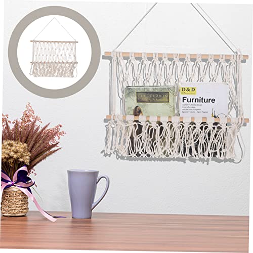 Toyvian Cremalheira Tecida Prateleira De Armazenamento De Parede Do Quarto Rede De Boneca De Macramê
