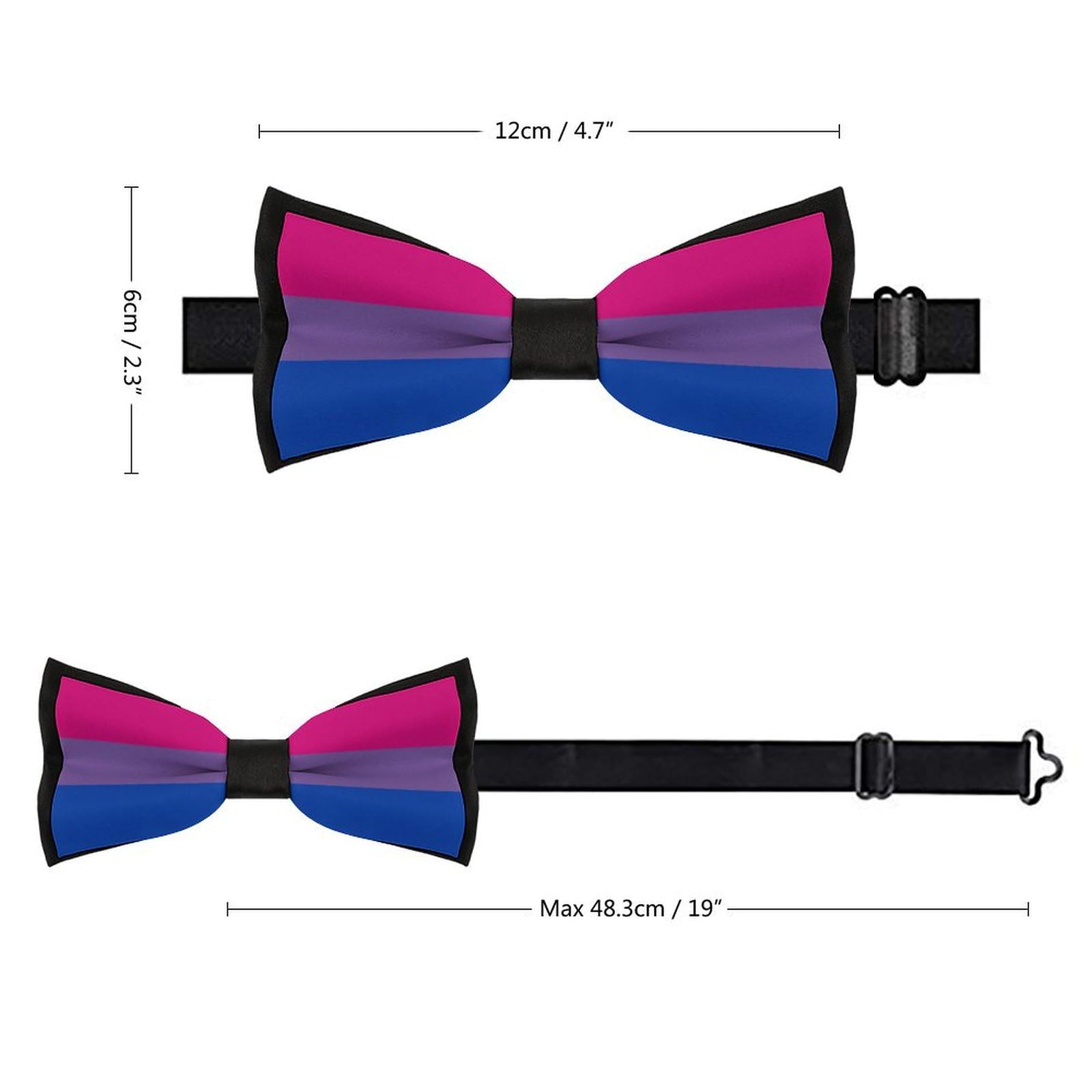 GoasNei Bisexual Pride Flag Bow Tie for Men Adjustable Necktie Funny Tie Neck Ties for Weddings Party