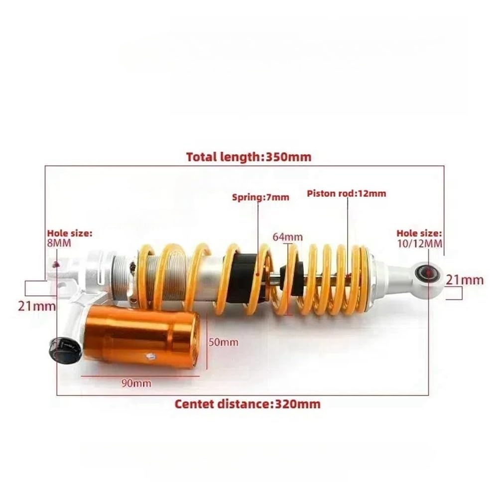 Moto Amortiguador 2 amortiguadores Traseros oleoneumáticos Ajustables invertidos para Motocicleta ATV de 320 mm 340 mm y 360 mm.